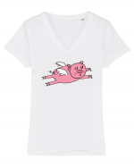 Flying Pig Tricou mânecă scurtă guler V Damă Evoker