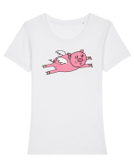 Flying Pig Tricou mânecă scurtă guler larg fitted Damă Expresser