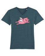 Flying Pig Tricou mânecă scurtă guler V Bărbat Presenter