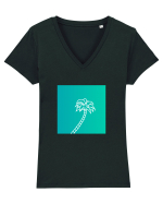 Summer Palmtree Tricou mânecă scurtă guler V Damă Evoker
