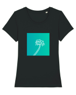 Summer Palmtree Tricou mânecă scurtă guler larg fitted Damă Expresser