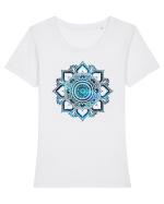 Blue Mandala Tricou mânecă scurtă guler larg fitted Damă Expresser