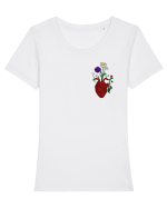 Inima cu flori  Tricou mânecă scurtă guler larg fitted Damă Expresser