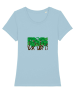 Boxed Palmtrees Tricou mânecă scurtă guler larg fitted Damă Expresser