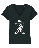 Gangster  - alb  Tricou mânecă scurtă guler V Damă Evoker