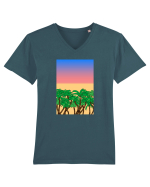 Sunset Palmtrees Tricou mânecă scurtă guler V Bărbat Presenter