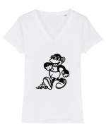 Maimuța fericita Tricou mânecă scurtă guler V Damă Evoker