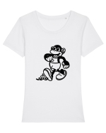 Maimuța fericita Tricou mânecă scurtă guler larg fitted Damă Expresser