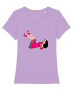 Fata la telefon  Tricou mânecă scurtă guler larg fitted Damă Expresser