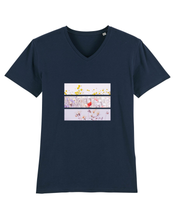 Pink Flowers French Navy