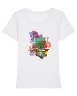 Viața sub apa  Tricou mânecă scurtă guler larg fitted Damă Expresser