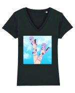 Pantofii fluturași  Tricou mânecă scurtă guler V Damă Evoker