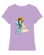Înger sexy  Tricou mânecă scurtă guler larg fitted Damă Expresser