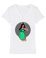 Berbec Tricou mânecă scurtă guler V Damă Evoker