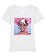 Fata aesthetic cu iepuraș  Tricou mânecă scurtă guler larg fitted Damă Expresser