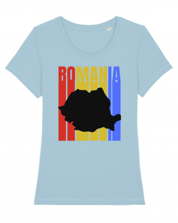 Romania tricolor in stil retro Sky Blue