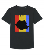 Romania tricolor in stil retro Tricou mânecă scurtă guler larg Bărbat Skater