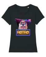 Retro disco dog Tricou mânecă scurtă guler larg fitted Damă Expresser