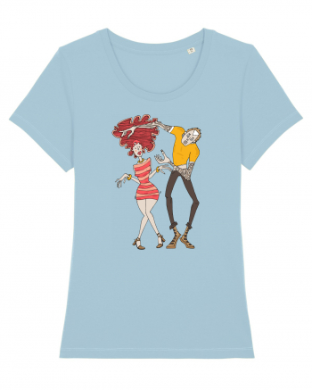 Girl and Boy Dancing Sky Blue