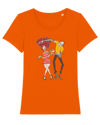 Girl and Boy Dancing Bright Orange