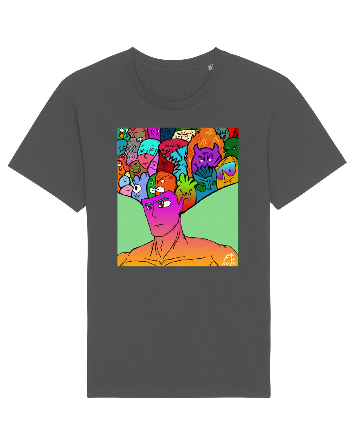 Tricou mânecă scurtă Unisex Rocker Anthracite
