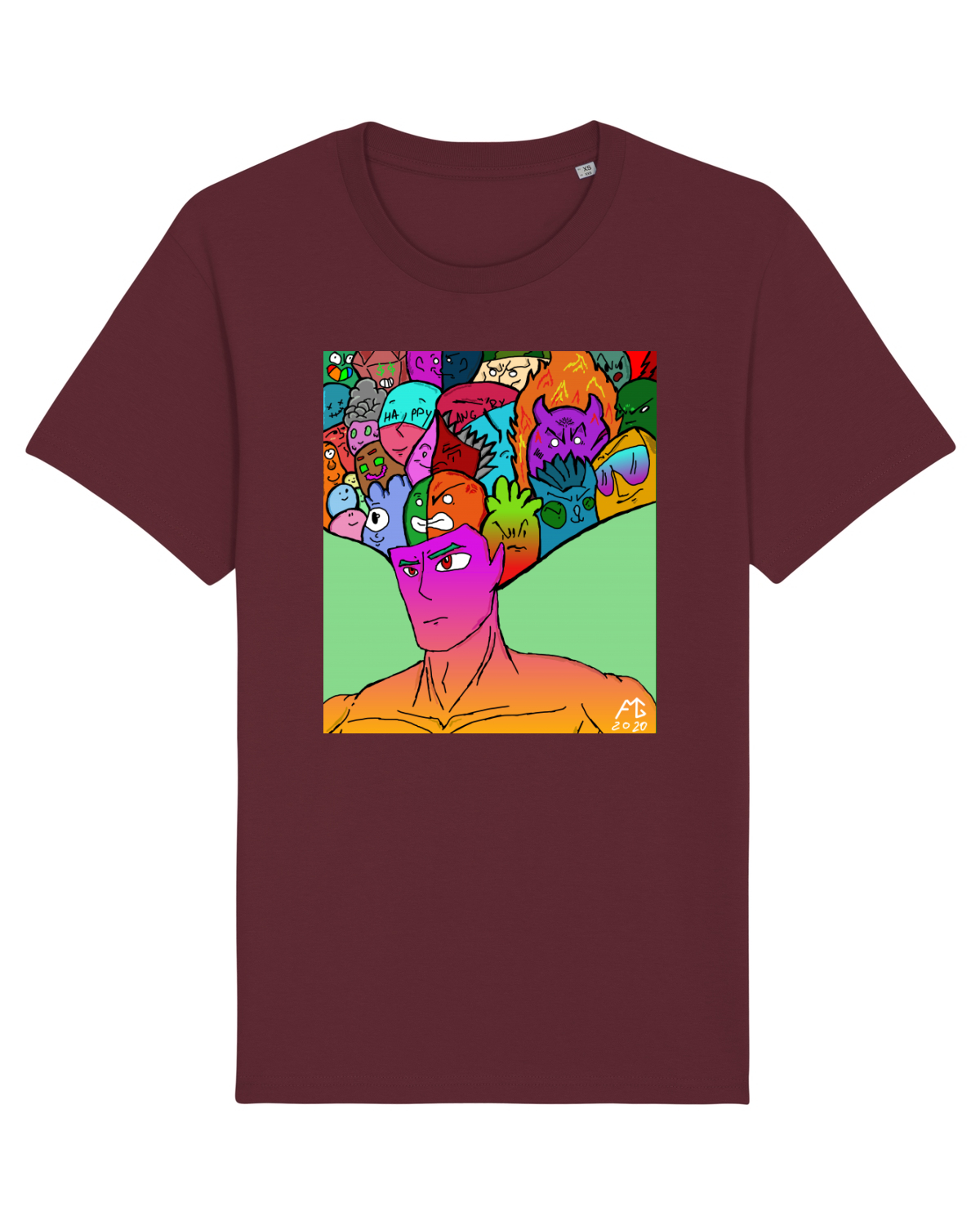 Tricou mânecă scurtă Unisex Rocker Burgundy