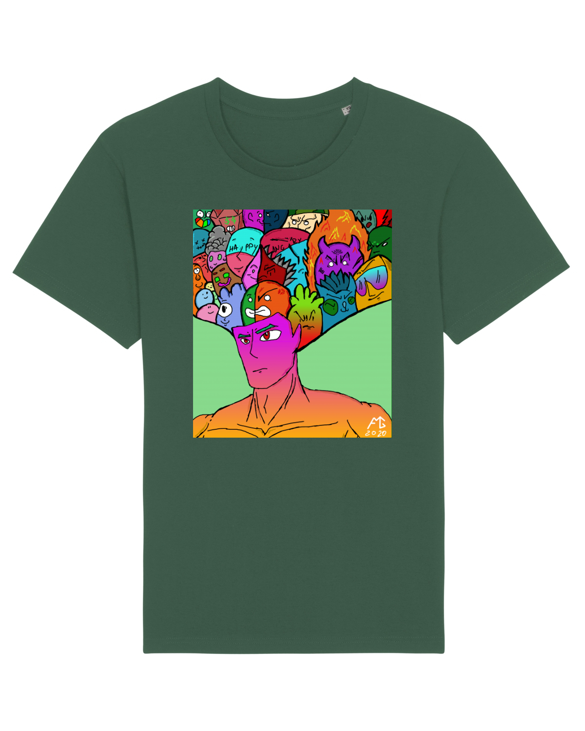 Tricou mânecă scurtă Unisex Rocker Bottle Green