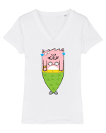 merMEOW Tricou mânecă scurtă guler V Damă Evoker