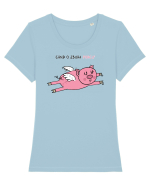 Cand o zbura porcu' Tricou mânecă scurtă guler larg fitted Damă Expresser