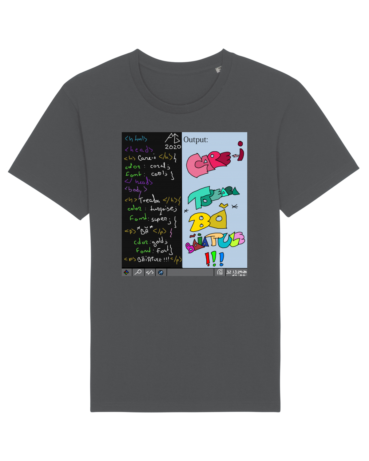 Tricou mânecă scurtă Unisex Rocker Anthracite