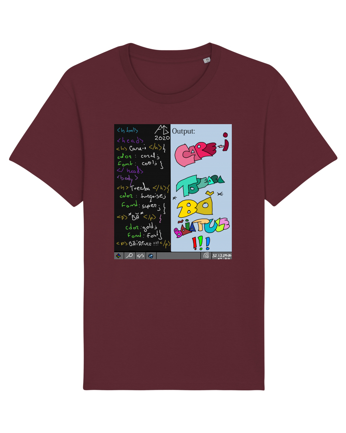 Tricou mânecă scurtă Unisex Rocker Burgundy