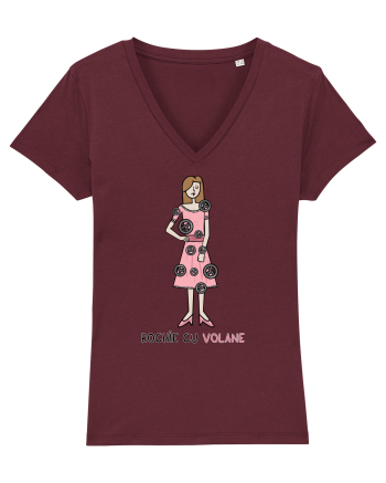 Rochie cu volane Burgundy