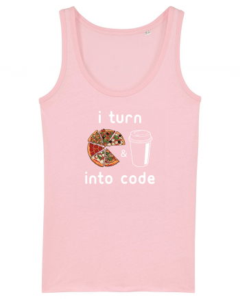 Pizza and Coffee into code Cotton Pink