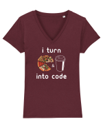 Pizza and Coffee into code Tricou mânecă scurtă guler V Damă Evoker