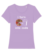 Pizza and Coffee into code Tricou mânecă scurtă guler larg fitted Damă Expresser