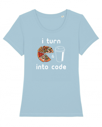 Pizza and Coffee into code Sky Blue