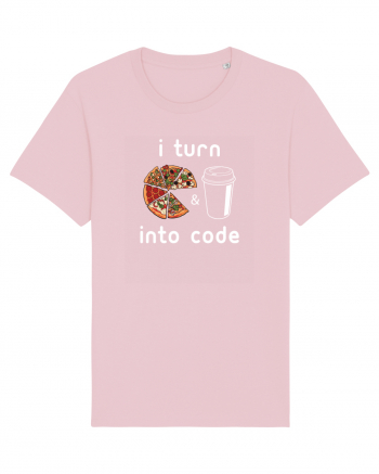 Pizza and Coffee into code Cotton Pink