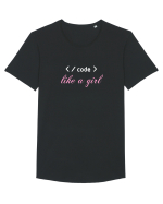 Code like a girl Tricou mânecă scurtă guler larg Bărbat Skater