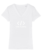 Code is poetry Tricou mânecă scurtă guler V Damă Evoker