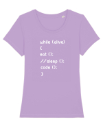 Eat Sleep Code Tricou mânecă scurtă guler larg fitted Damă Expresser
