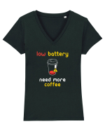 Low Battery Need Coffee Tricou mânecă scurtă guler V Damă Evoker