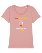 Low Battery Need Coffee Tricou mânecă scurtă guler larg fitted Damă Expresser