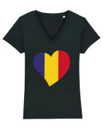 Inima Tricolor Tricou mânecă scurtă guler V Damă Evoker
