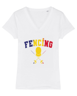 Fencing Tricolor Tricou mânecă scurtă guler V Damă Evoker
