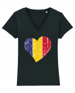 Inima Tricolor Tricou mânecă scurtă guler V Damă Evoker
