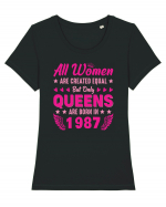 All Women Are Equal Queens Are Born In 1987 Tricou mânecă scurtă guler larg fitted Damă Expresser