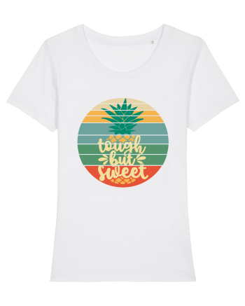Tough But Sweet Retro Sunset Pineapple White