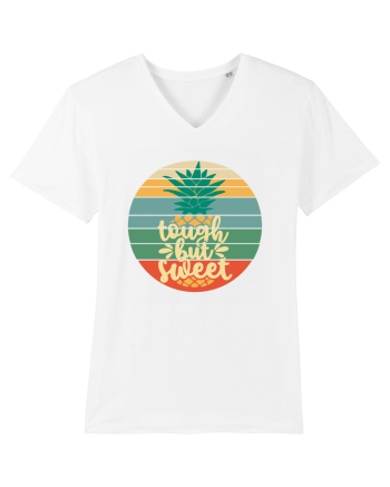 Tough But Sweet Retro Sunset Pineapple White