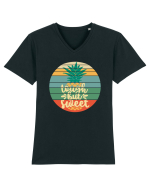 Tough But Sweet Retro Sunset Pineapple Tricou mânecă scurtă guler V Bărbat Presenter