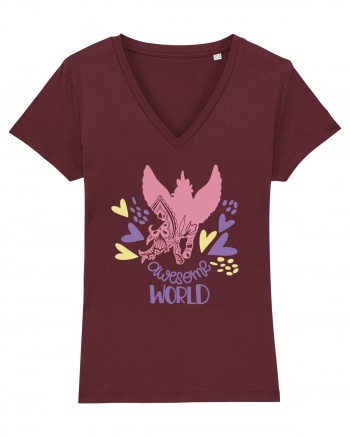 Awesome World Of Unicorns Burgundy